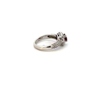Alternative view of Ruby Cushion Shape Halo Ring Set in 14Kt White Gold