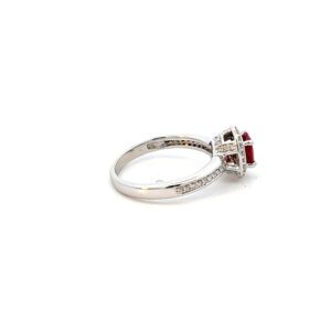 Alternative view of Ruby Oval Shape Halo Ring Set in 14Kt White Gold